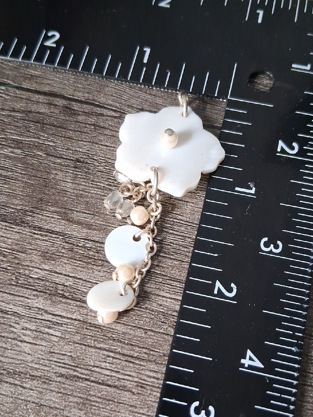 White Magnolia Flower Dangle Pendant Necklace Charm P501 - Picture 3 of 3